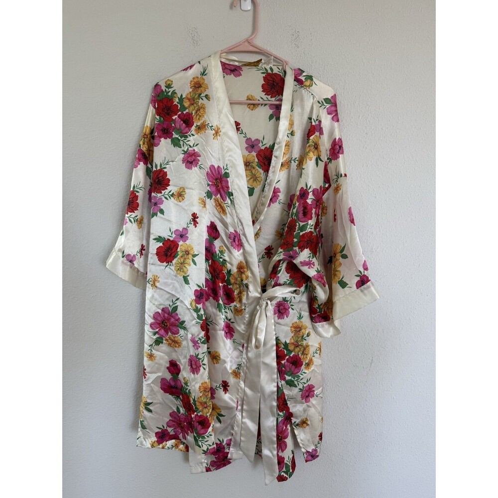 Victoria’s Secret Vintage Gold Label Tropical Floral Kimono Robe One Size Satin - Picture 2 of 10